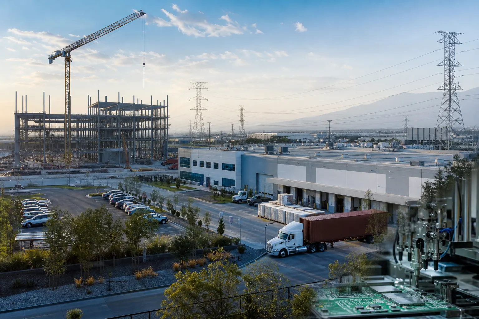 Obra industrial y planta manufacturera en México durante el repunte de julio de 2026