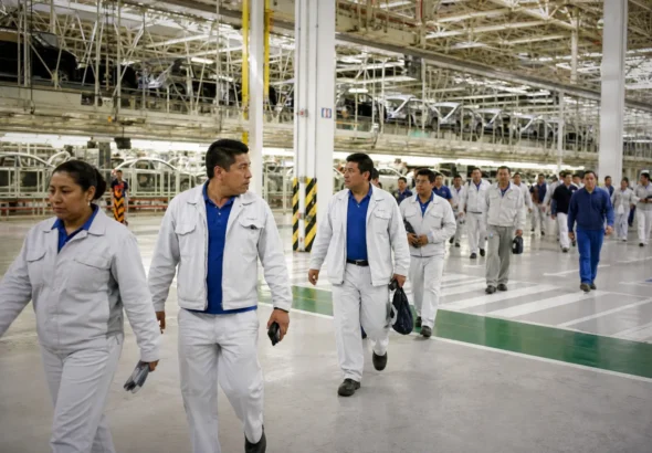 Planta de Volkswagen en Puebla tras la aprobación del convenio salarial 2026