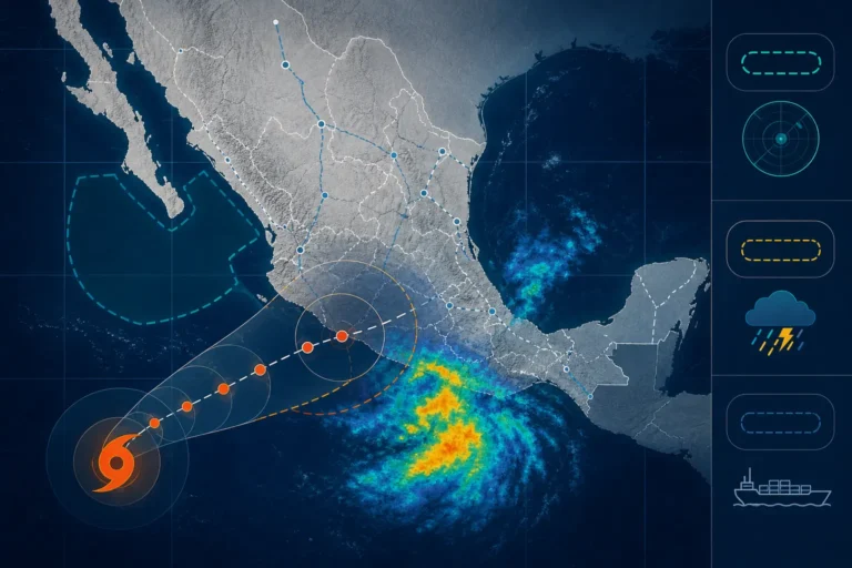 Mapa de vigilancia del huracán Trudy frente al Pacífico mexicano